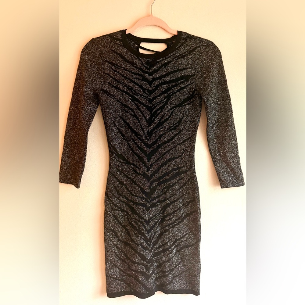 Express Black and Silver Long Sleeve Dress